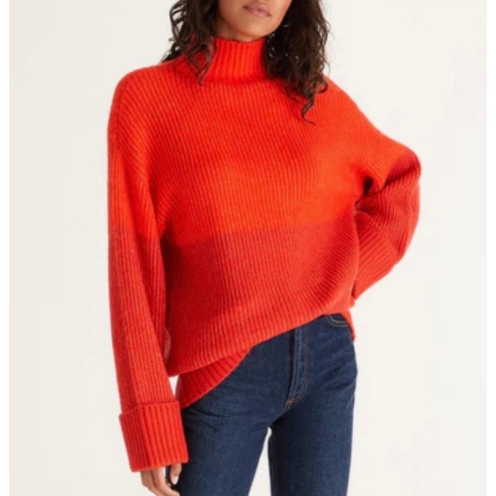 Z Supply Women’s Red Poppy Striped Long Sleeve Sweater Size Medium
